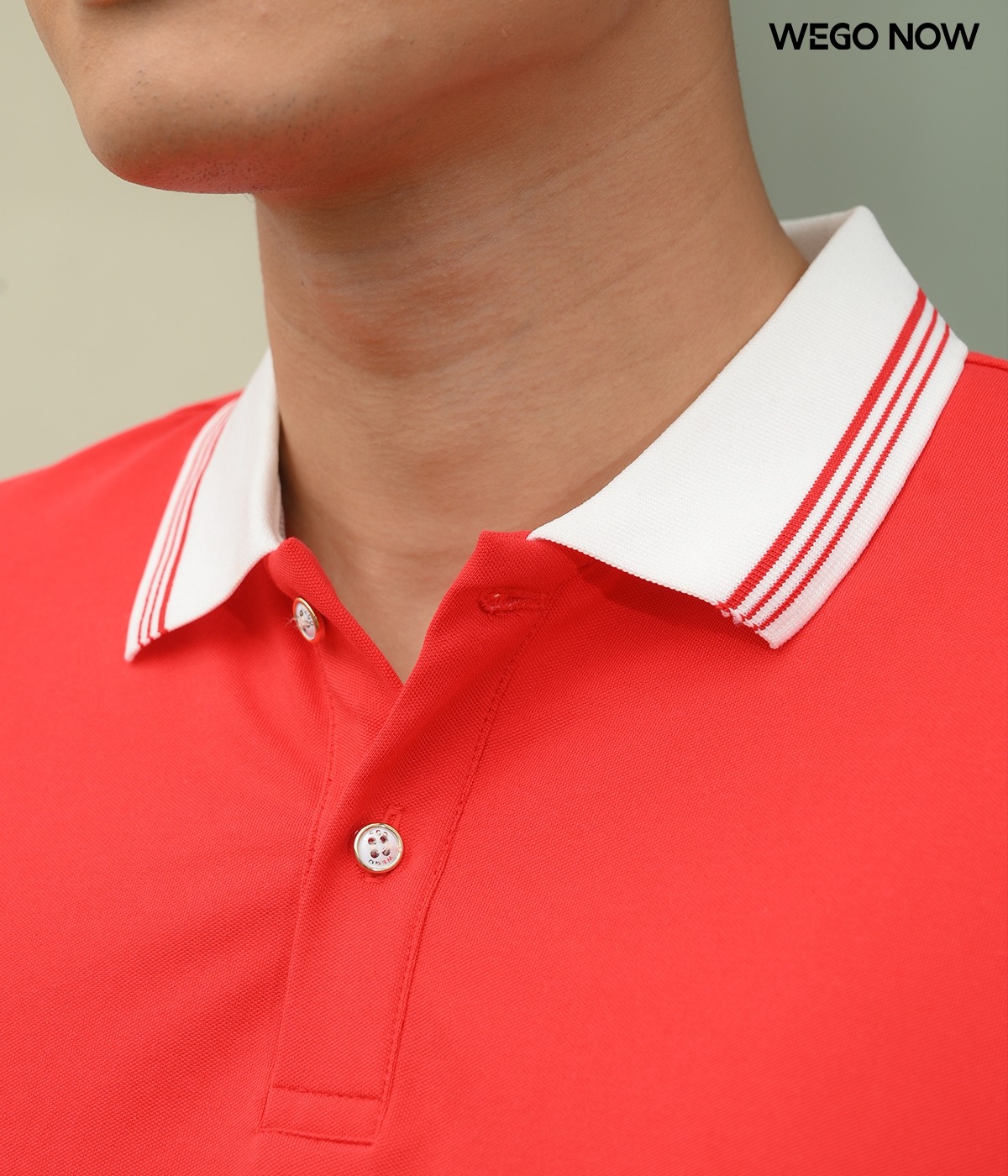 Áo phông thun đồng phục Minimal Polo: Màu đỏ tươi phối trắng lé 3 đỏ tươi 03 - Ảnh 3