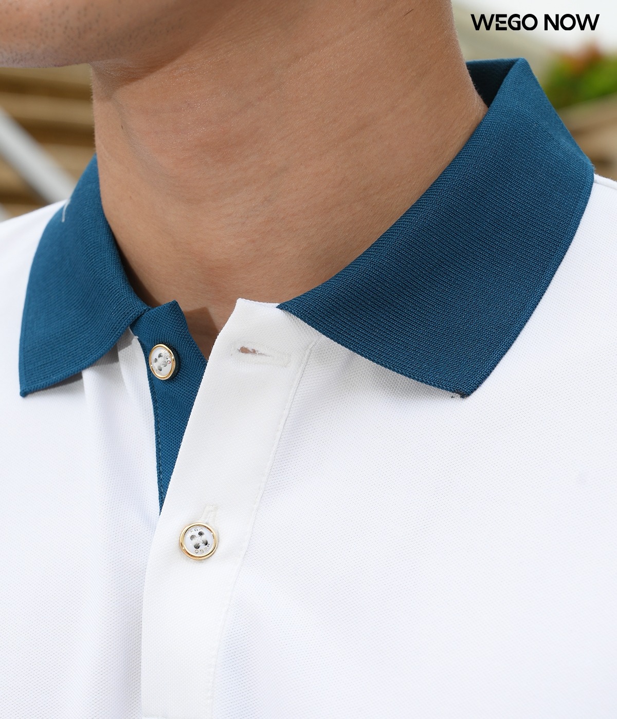 Áo phông thun đồng phục Minimal Polo: Màu trắng phối cổ dệt màu cổ vịt 01 - Ảnh 3