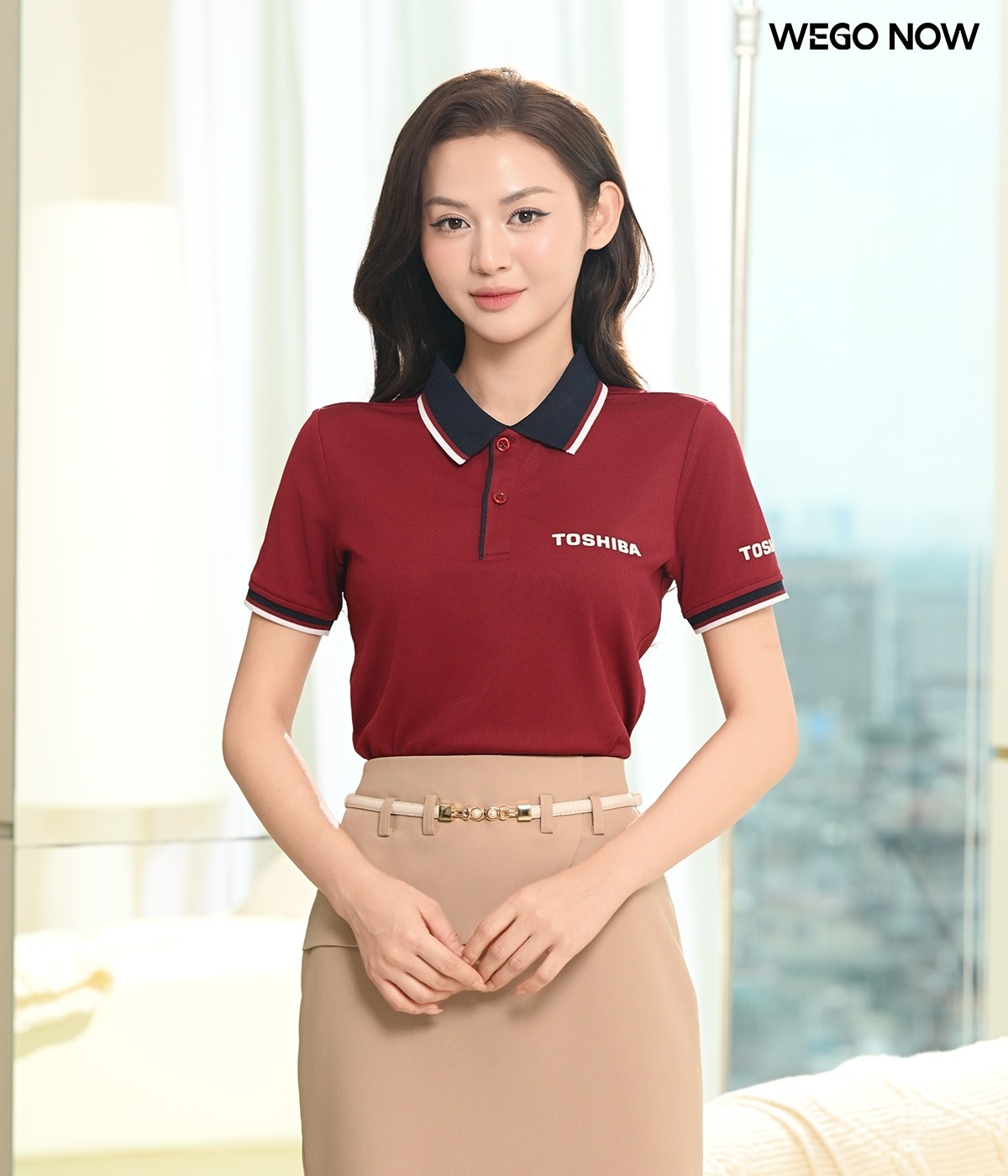 Áo thun phông đồng phục Bamboo Prime màu đỏ đô