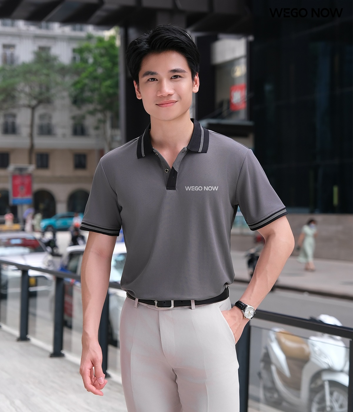 Áo phông thun đồng phục Minimal Polo: Màu ghi 03
