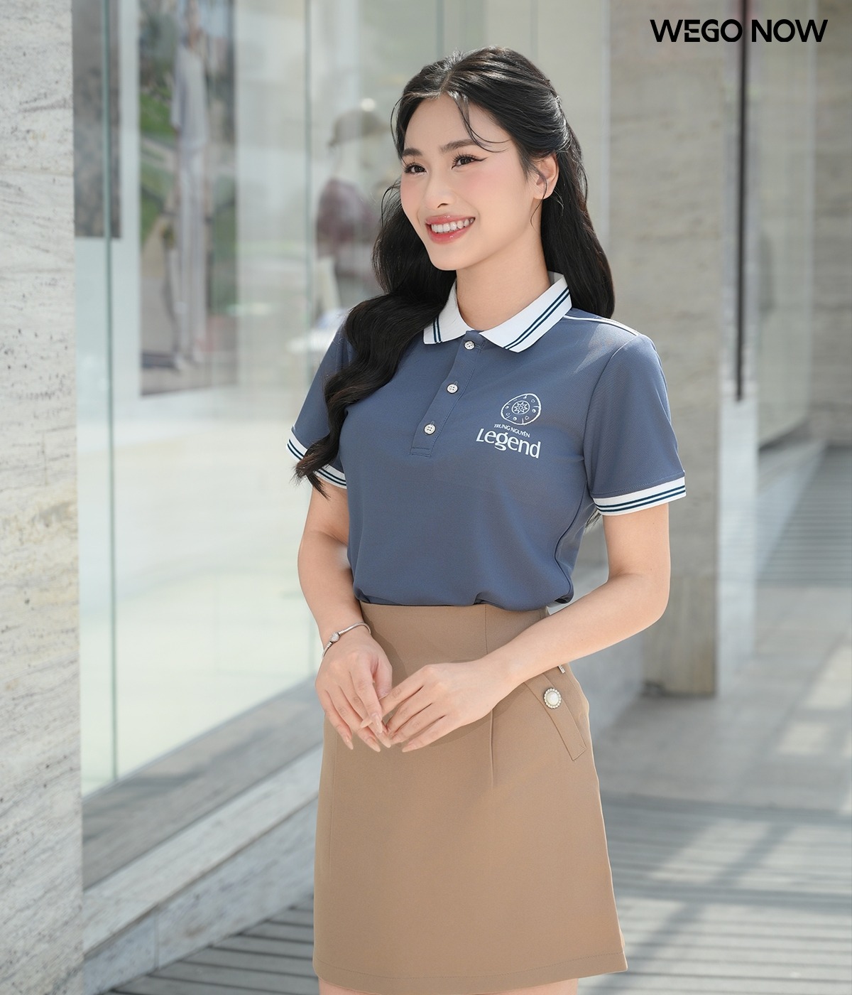 Áo phông thun đồng phục Minimal Polo: Màu xám xanh lé 2 đường xám chì 01