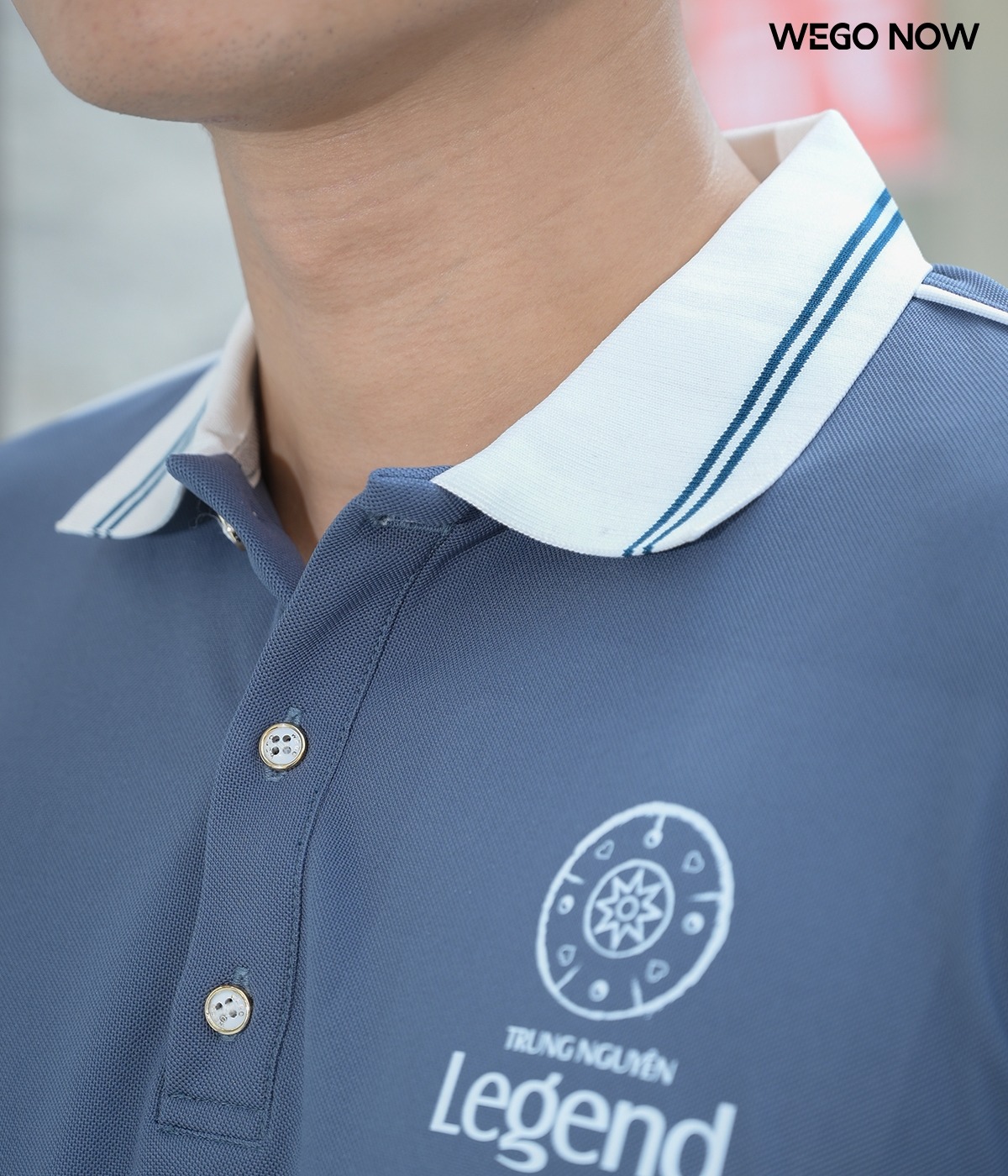 Áo phông thun đồng phục Minimal Polo: Màu xám xanh lé 2 đường xám chì 01 - Ảnh 3