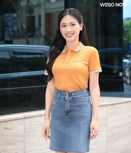 Áo phông thun đồng phục Minimal Polo: Màu vàng mía phối trắng lé 3 đen 01