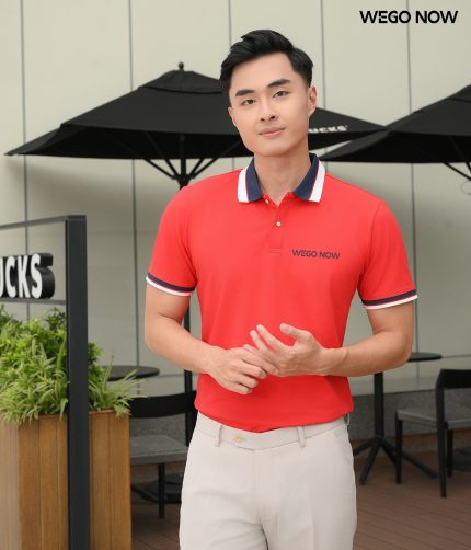 Áo phông thun đồng phục Minimal Polo: Màu đỏ tươi 04