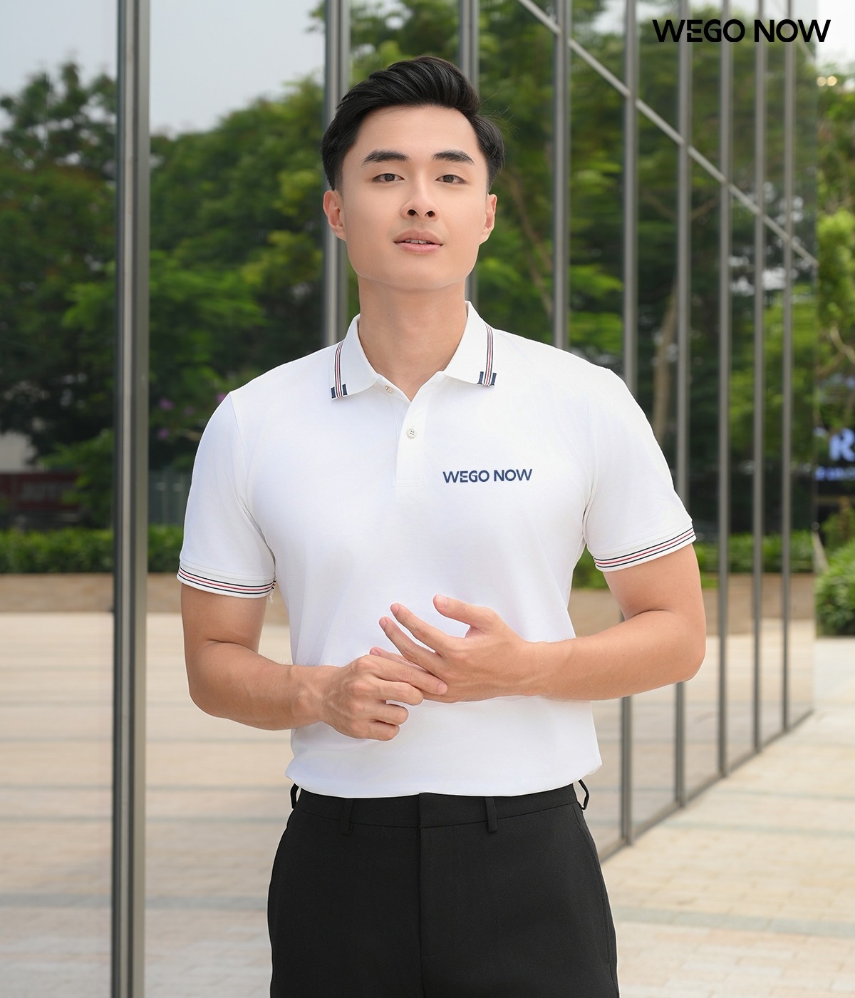 Áo phông thun đồng phục Minimal Polo: Màu trắng gạo 03