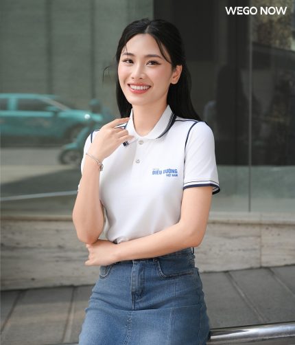 Áo phông thun đồng phục Minimal Polo: Màu trắng phối xanh đen 07