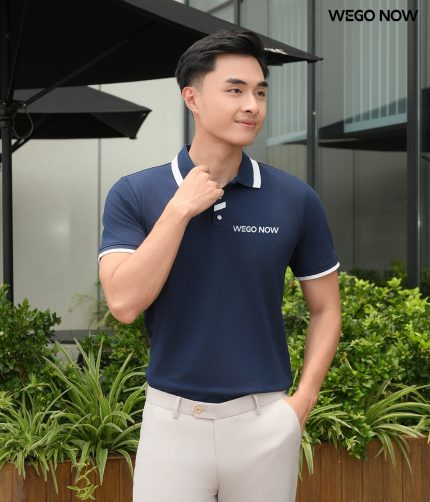 Áo phông thun đồng phục Minimal Polo: Màu xanh đen phối trắng 06