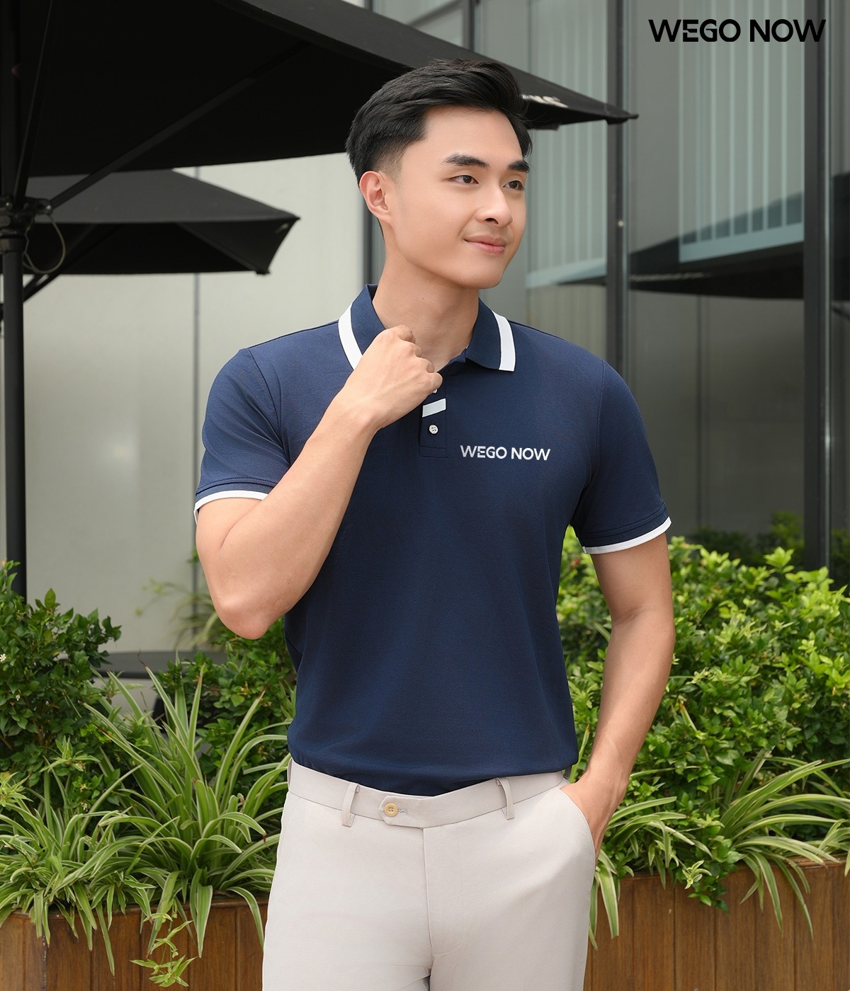 Áo phông thun đồng phục Minimal Polo: Màu xanh đen phối trắng 06