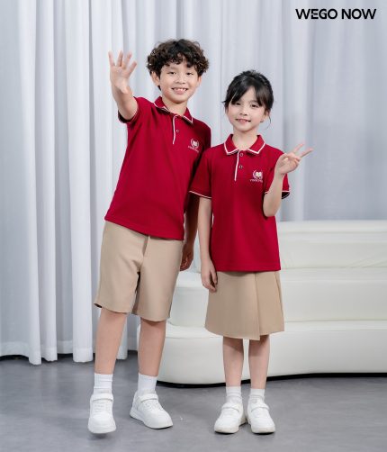 Áo thun phông đồng phục học sinh màu đỏ đô