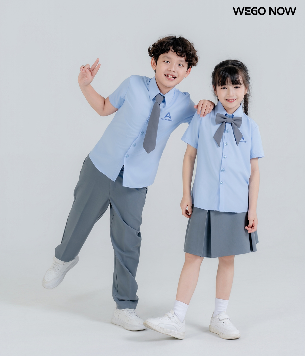 Áo sơ mi cộc tay đồng phục học sinh màu xanh nhạt