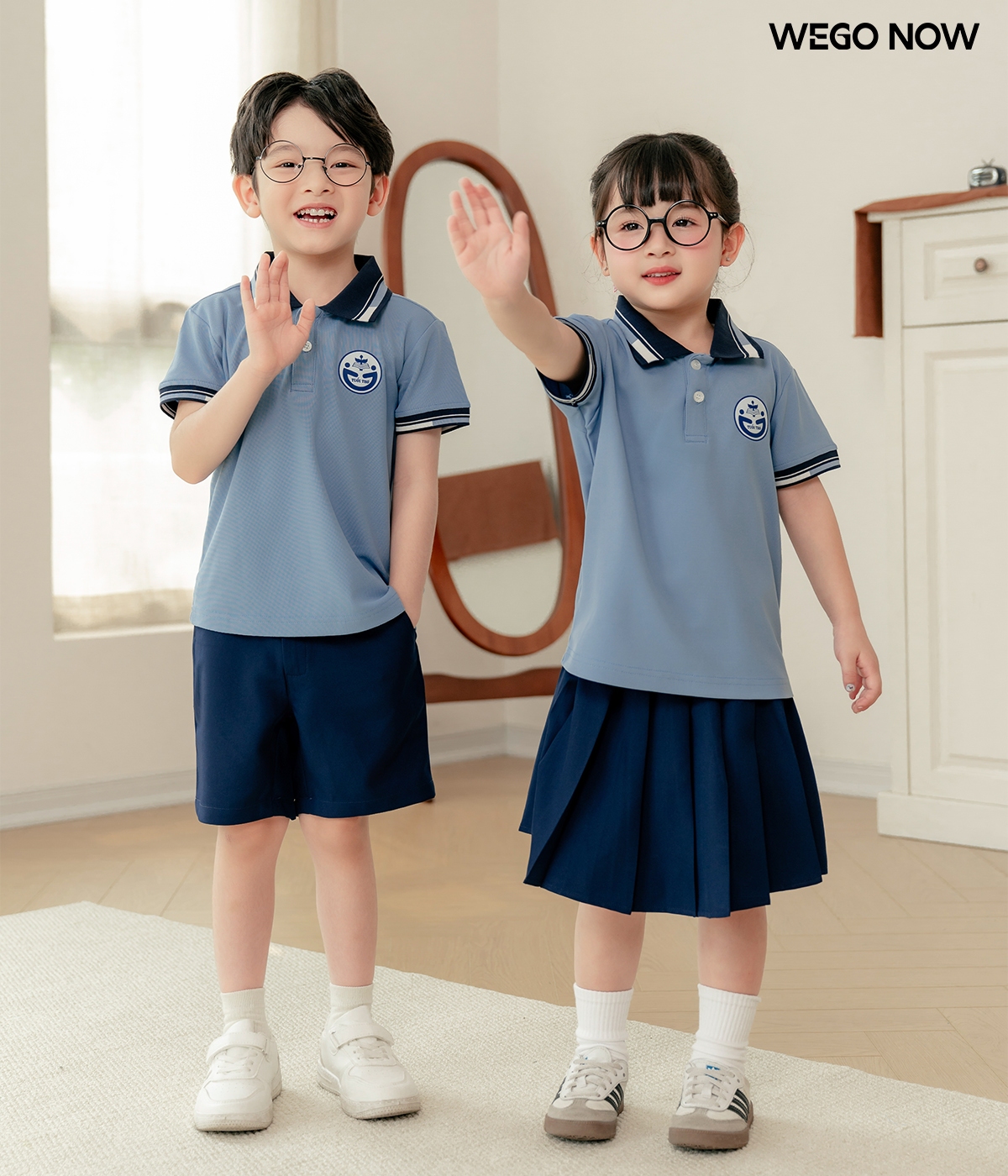 Áo thun phông Đồng phục mầm non màu xanh môn 02
