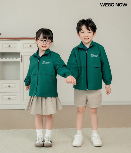 Áo khoác gió đồng phục mầm non màu cổ vịt