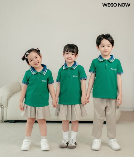Áo thun phông Đồng phục mầm non màu xanh lục bảo