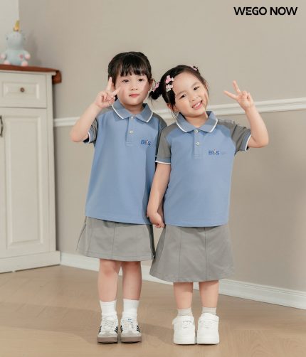 Áo thun phông Đồng phục mầm non màu xanh môn