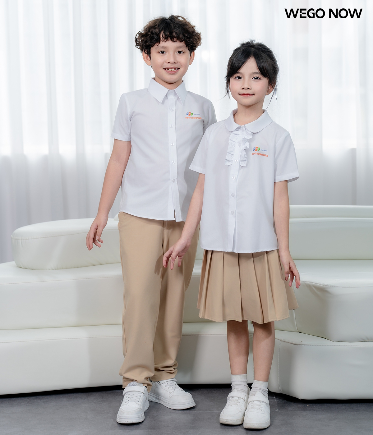 Áo sơ mi cộc tay đồng phục học sinh màu trắng