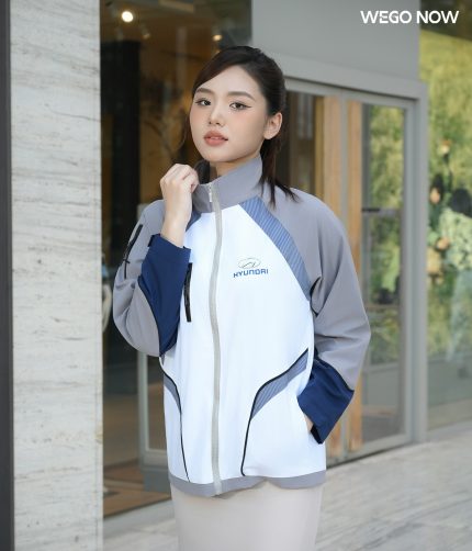 Đồng phục áo gió Nano Protect Plus màu trắng phối ghi và xanh đen 01