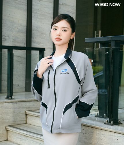 Đồng phục áo gió Nano Protect Plus màu ghi phối đen 01