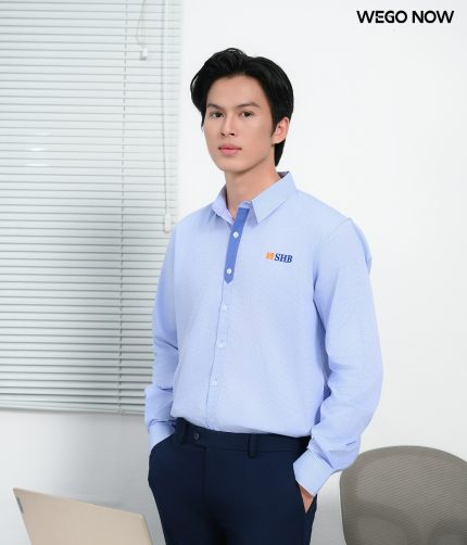 Đồng phục áo sơ mi kẻ phối xanh SHB