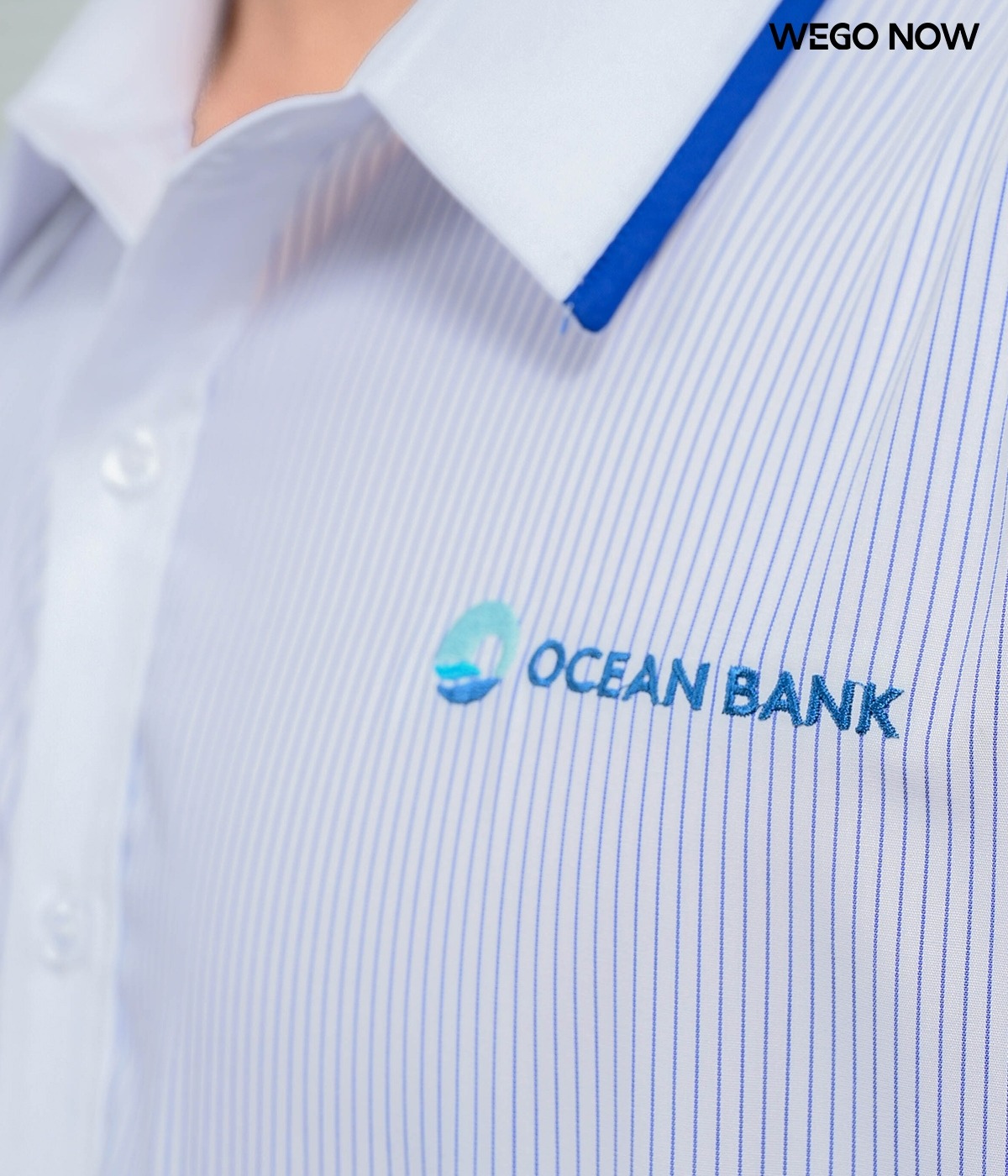 Đồng phục áo sơ mi kẻ xanh trắng Ocean Bank - Ảnh 3